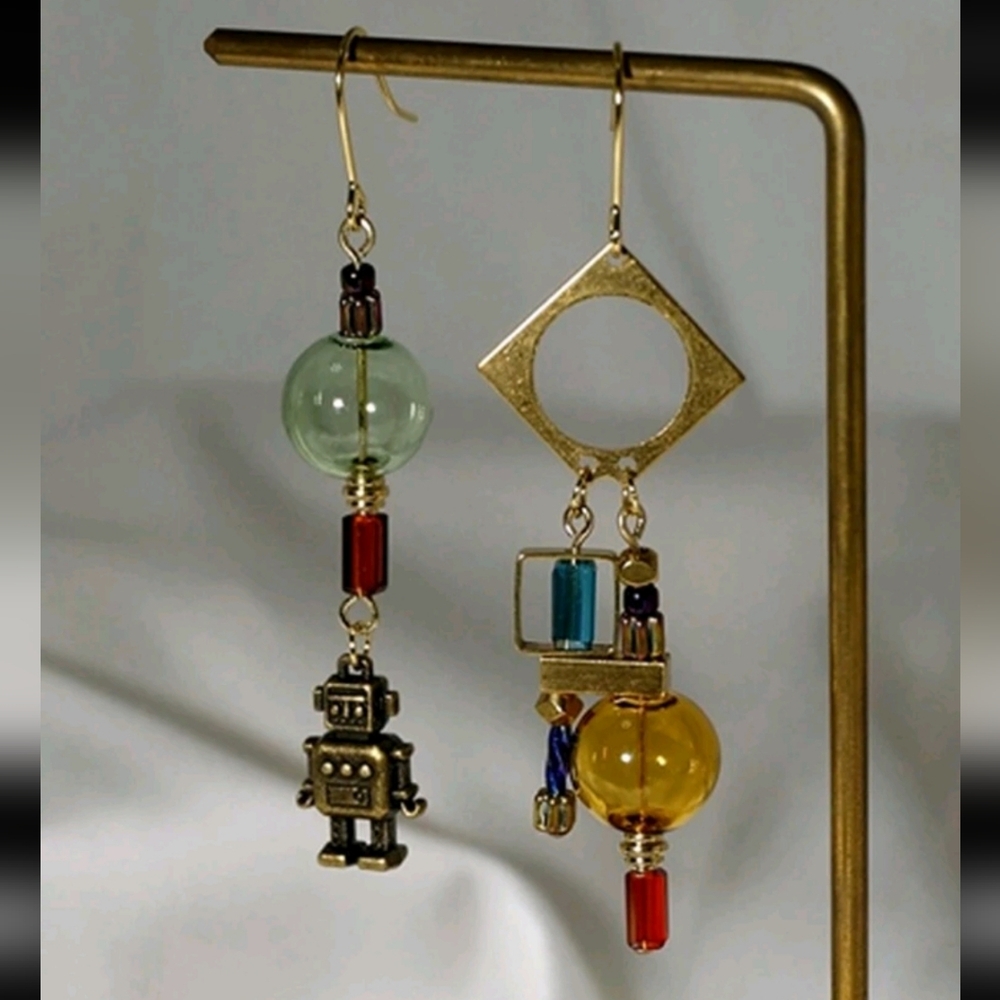 Vintage Style Industrial Robot Earrings